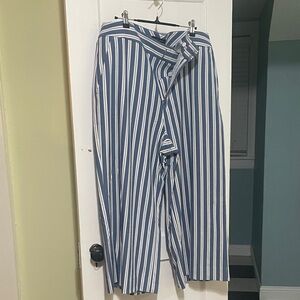 Banana Republic Blue and White Striped Wide Leg Pants